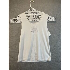 White stag white embellished‎ stars patriotic scoop neck Tank!  New With Tags L
